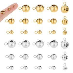 Unicraftale About 60Pcs 3 Sizes Hanger Links Bail Stainless Steel Round Bail Be